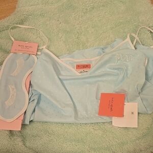 Kate Spade Light Blue Pajama Set with Eye Mask